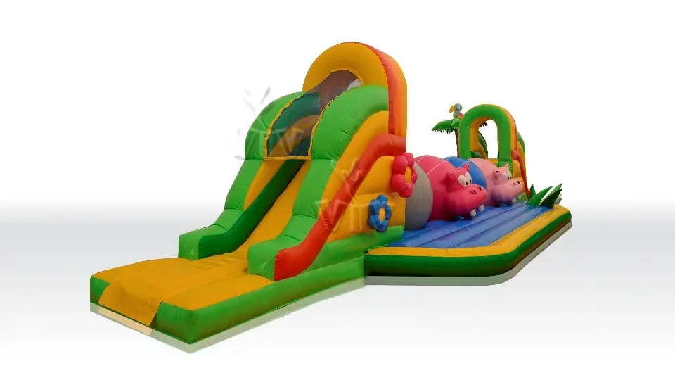 Wipe-Out Hippo - Collection Jungle de Luxe commercial inflatable wipe-out attraction