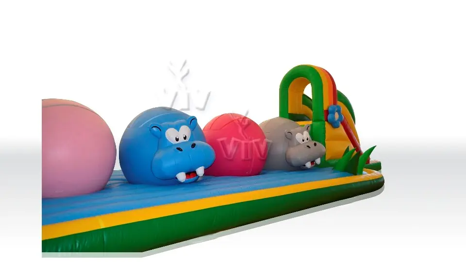Wipe-Out Hippo - Collection Jungle de Luxe commercial inflatable wipe-out attraction