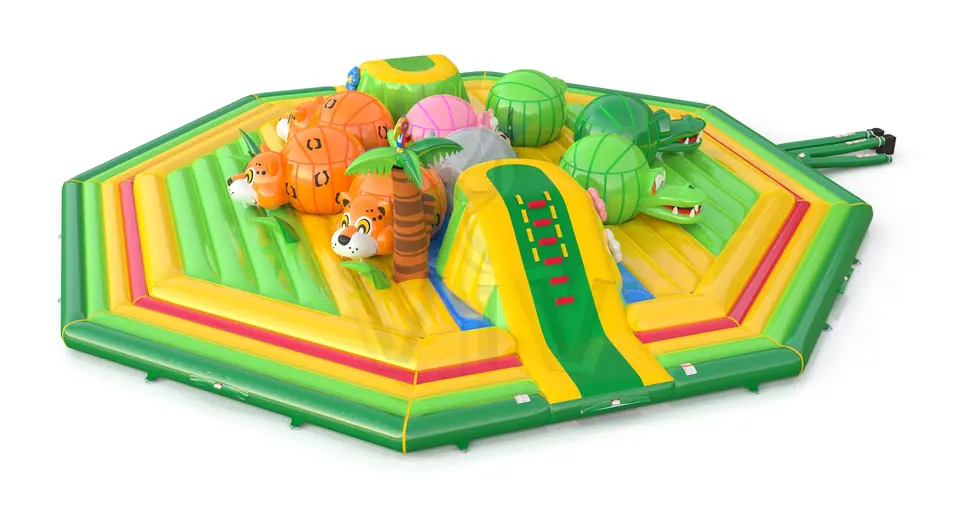Wipe Out Jungle XL commercial inflatable wipe-out attraction