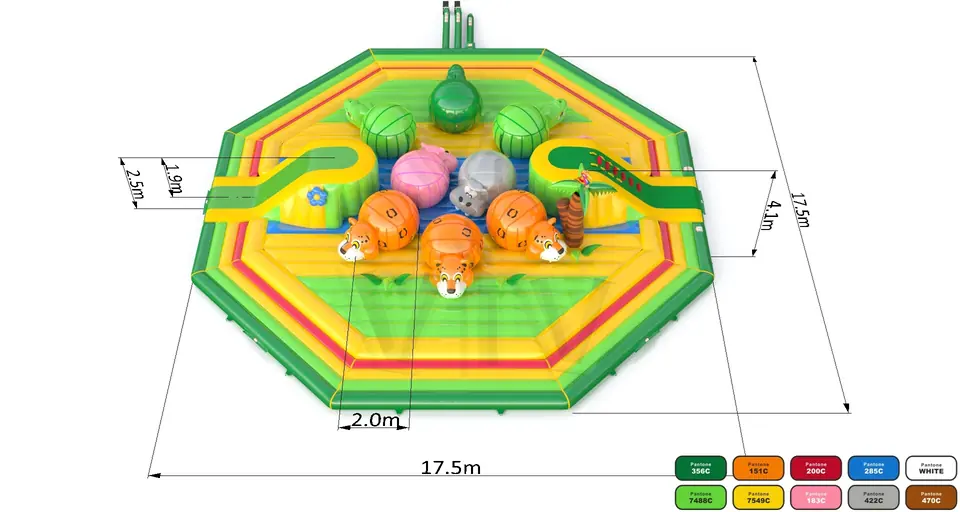 Wipe Out Jungle XL commercial inflatable wipe-out attraction