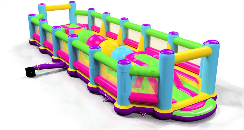 Wipe out M with fence Startup commercial inflatable wipe-out attraction