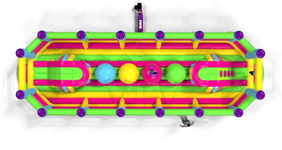 Wipe out M with fence Startup commercial inflatable wipe-out attraction