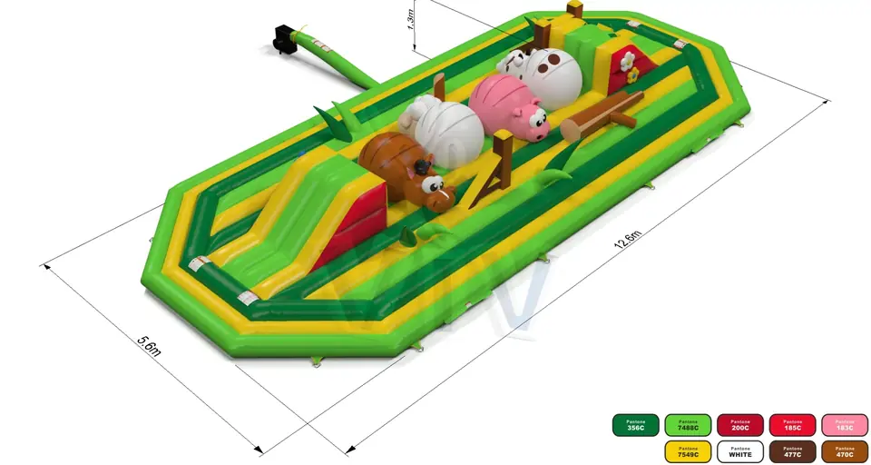Wipe Out Meadow commercial inflatable wipe-out attraction