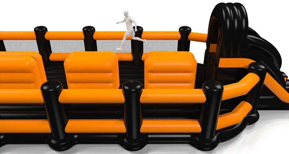 Wipe-Out Squares Black and Orange commercial inflatable wipe-out attraction