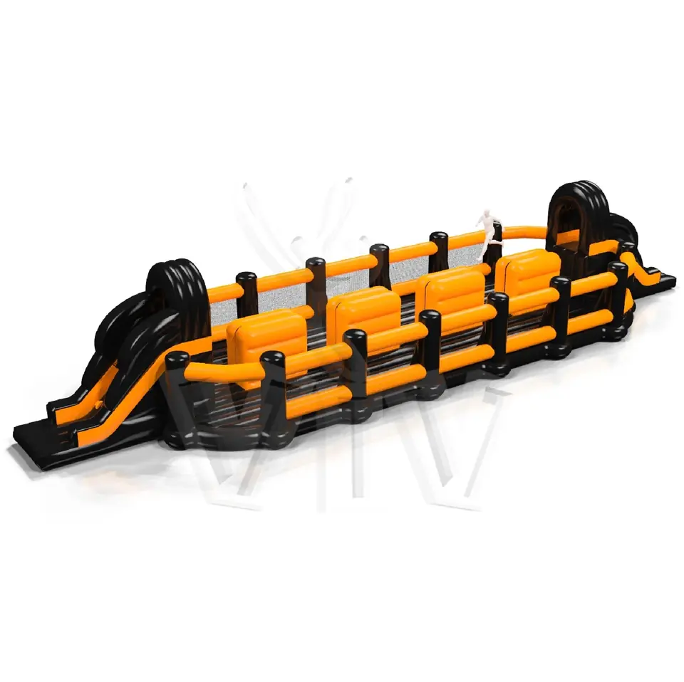 Wipe-Out Squares Black and Orange commercial inflatable wipe-out attraction