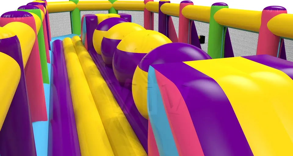 Wipe-out Startup XXL with fence commercial inflatable wipe-out attraction