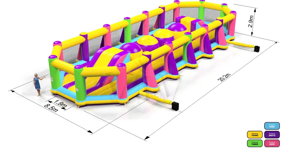 Wipe-out Startup XXL with fence commercial inflatable wipe-out attraction