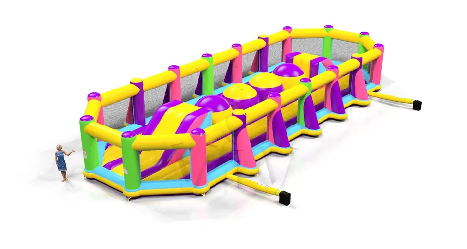 Wipe-out Startup XXL with fence commercial inflatable wipe-out attraction