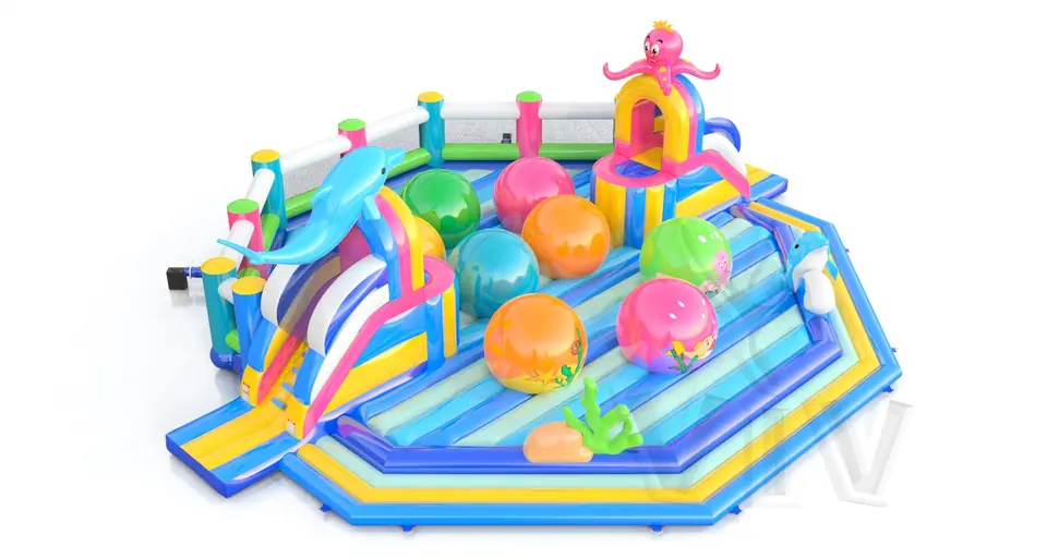 Wipe Out Underwater World commercial inflatable wipe-out attraction