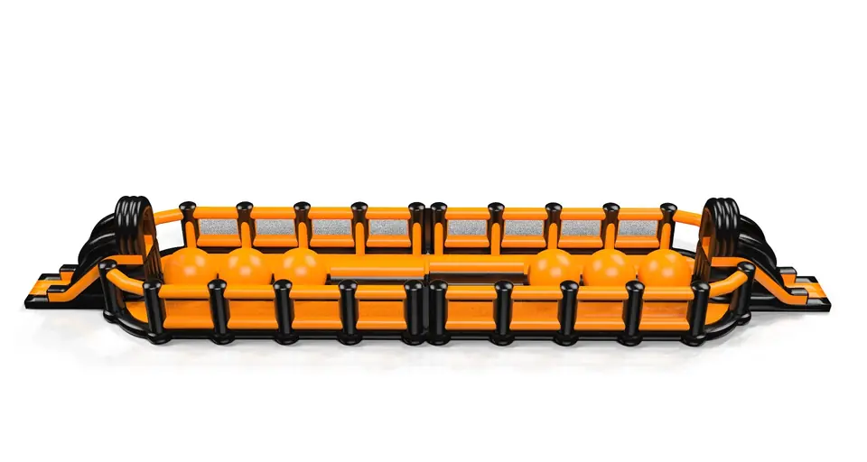 Wipe-Out with Balance Beam Black and Orange commercial inflatable wipe-out attraction