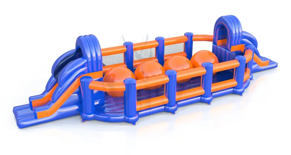 Wipe Out with barrier commercial inflatable wipe-out attraction