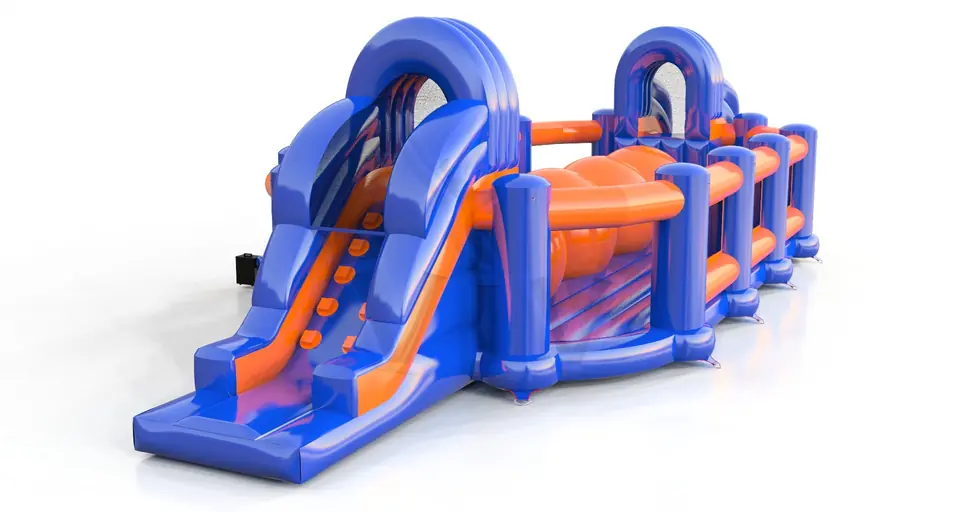 Wipe Out with barrier commercial inflatable wipe-out attraction