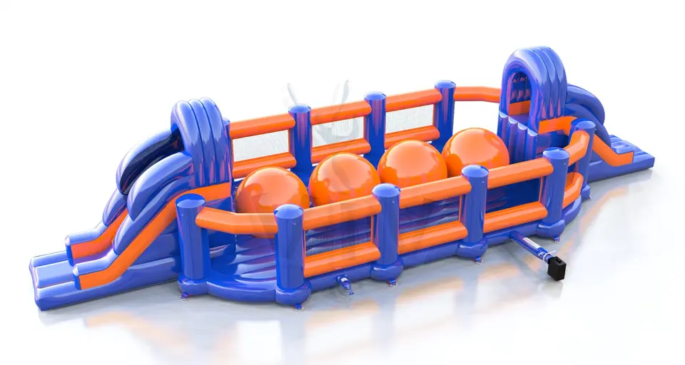 Wipe Out with barrier commercial inflatable wipe-out attraction