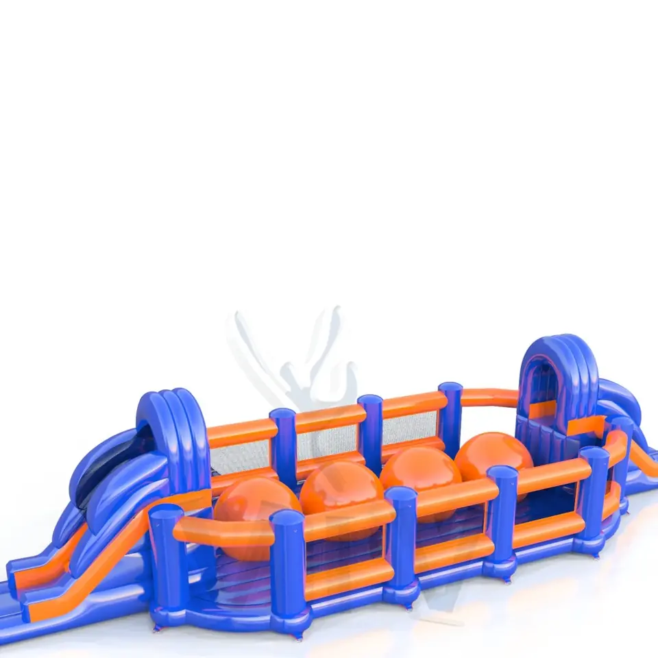 Wipe Out with barrier commercial inflatable wipe-out attraction