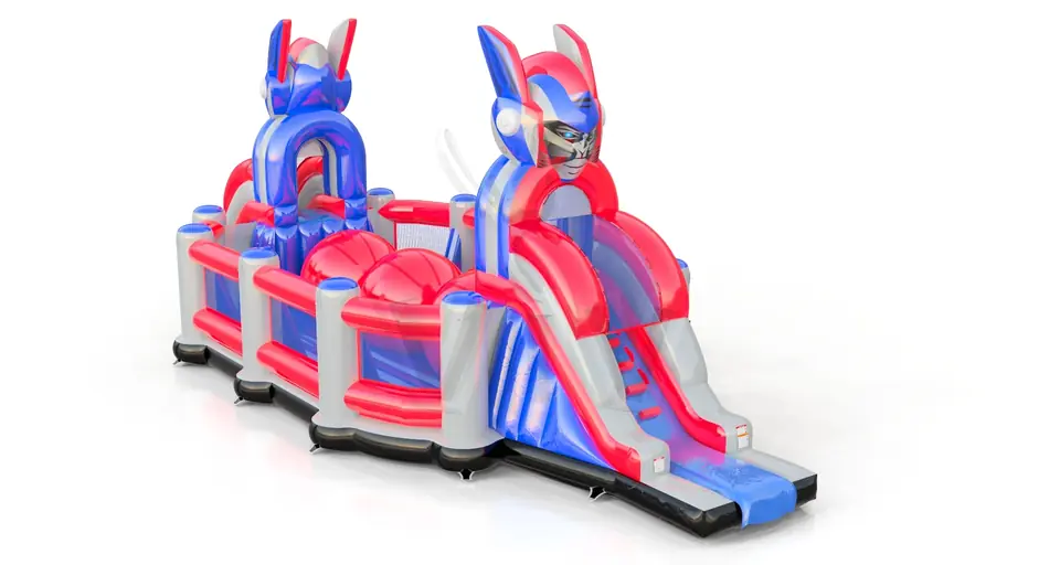 Wipe out with fence and 3 balls Robots commercial inflatable wipe-out attraction