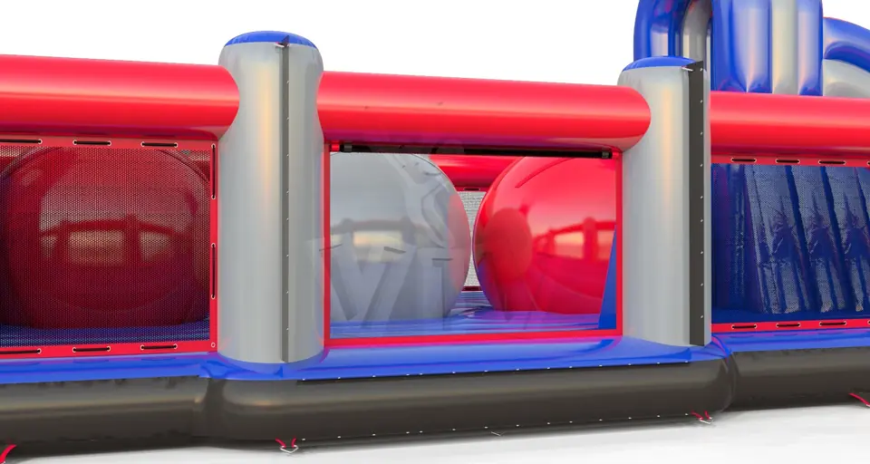 Wipe Out with fence on one side Robots commercial inflatable wipe-out attraction