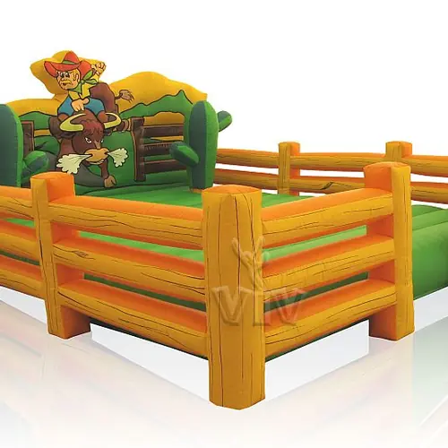 Air cushion Wild West Rodeo with fence beside the cushion (with sponges) commercial mechanical rodeo attraction