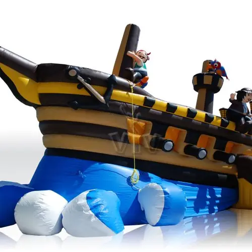 Aircushion for Brown Pirate Ship with a moving wave (without trailer) commercial inflatable ship attraction
