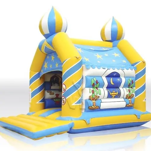 Aladdin (Genie) with flames 4 x 3 m with roof and figures commercial inflatable bounce