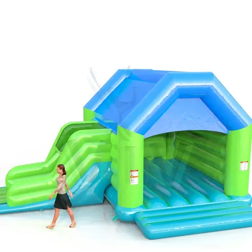 Bounce L with roof and slide commercial inflatable bounce