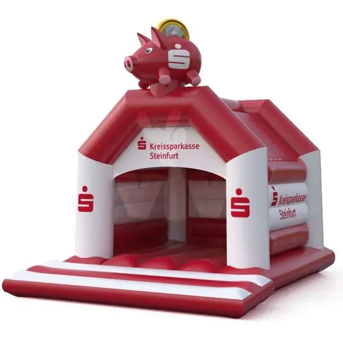 Bounce "Sparkasse" with roof - Collection Sparkasse commercial inflatable bounce