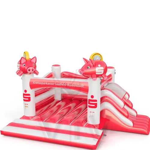 Bounce "Sparkasse" with slide commercial inflatable bounce