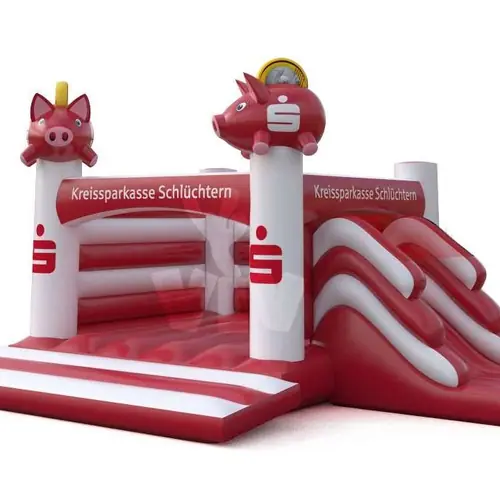 Bounce "Sparkasse" with slide - Collection Sparkasse commercial inflatable bounce