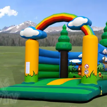 Forest themed open-top inflatable castle