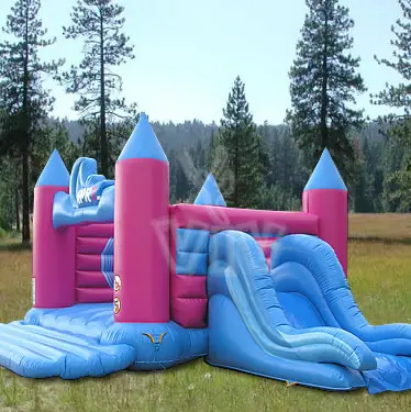 Open-top inflatable castle with slide