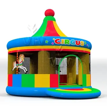 Circus roofed inflatable bounce