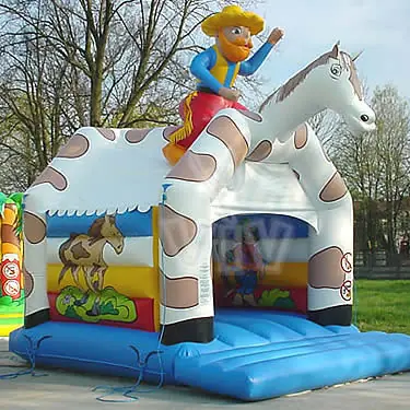 Cowboy roofed inflatable bounce