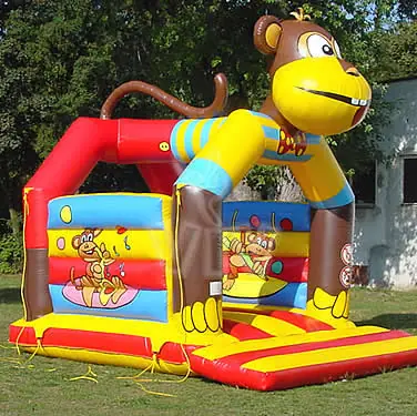 Monkey roofed inflatable bounce