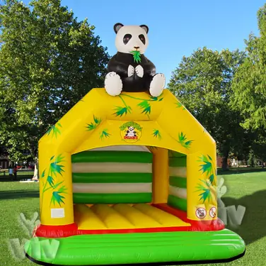 Panda roofed inflatable bounce