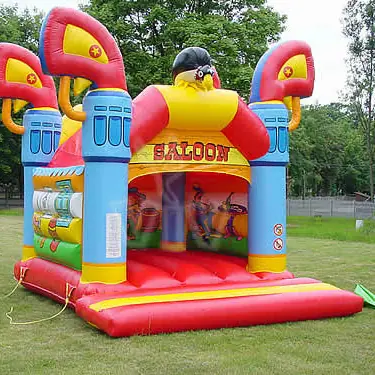 Saloon roofed inflatable bounce