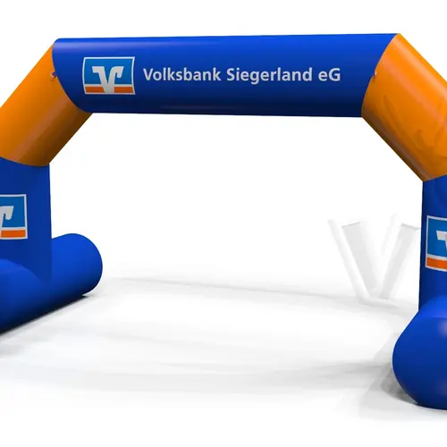 Diagonal self-standing gate Volksbank commercial promotional inflatable gate