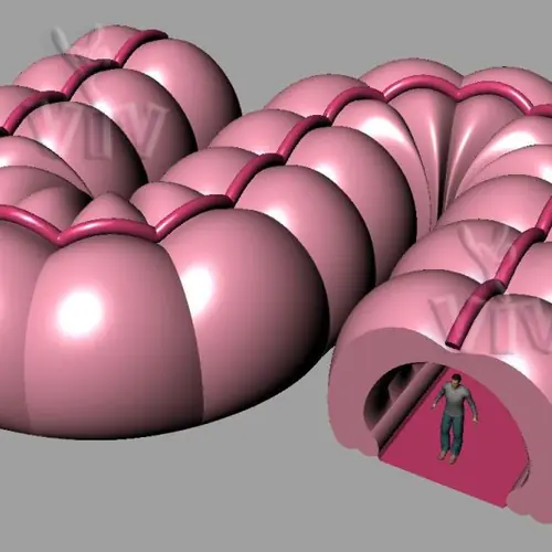 Digestive tract tunnel 14 x 15.7 x 3.4 m commercial inflatable tunnel