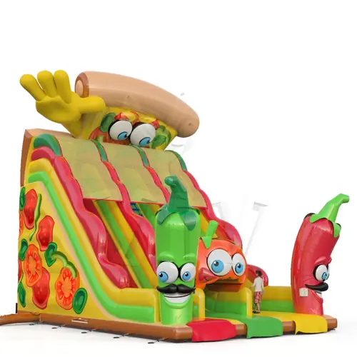 Double slide Pizza commercial inflatable slide