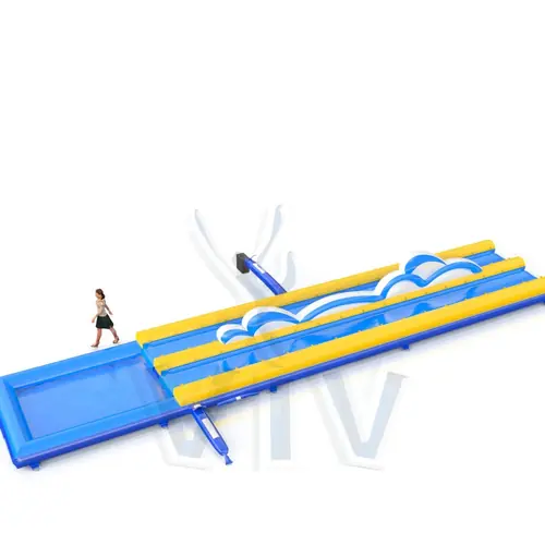 Double Water slide with wave commercial inflatable slide