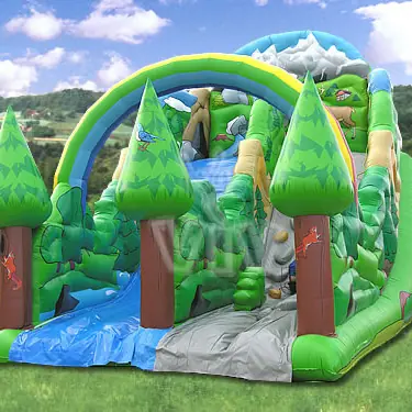 Large forest-themed inflatable slide