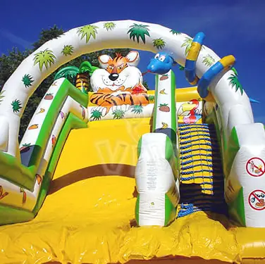 Mini jungle-themed inflatable slide