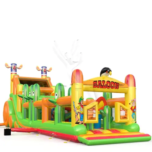 Obstacle Course Western with nets commercial inflatable obstacle course
