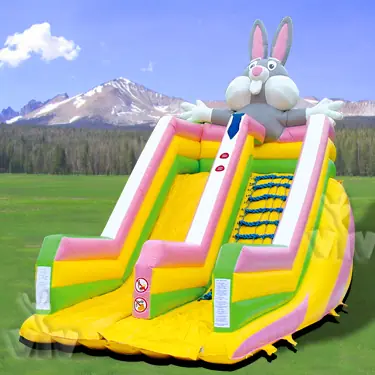 Rabbit-shaped inflatable slide