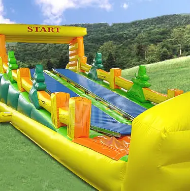 Inflatable slide with roller surface
