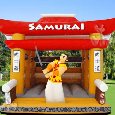 Samurai roofed inflatable bounce