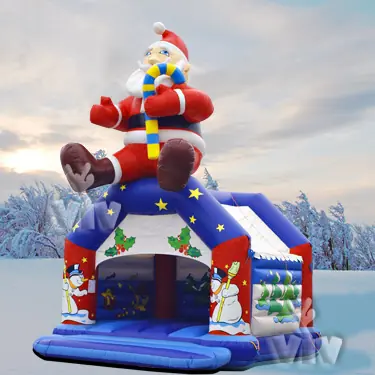 Santa Claus roofed inflatable bounce