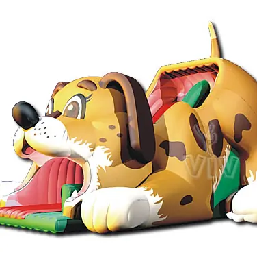 Dog-shaped inflatable slide