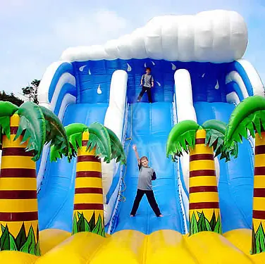Wave-shaped inflatable slide