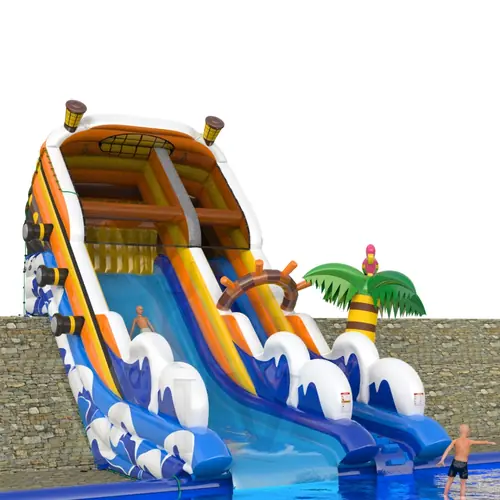 Water Ship on tle slope commercial inflatable slide