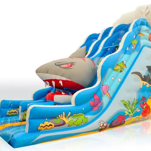 Wave with Shark commercial inflatable slide