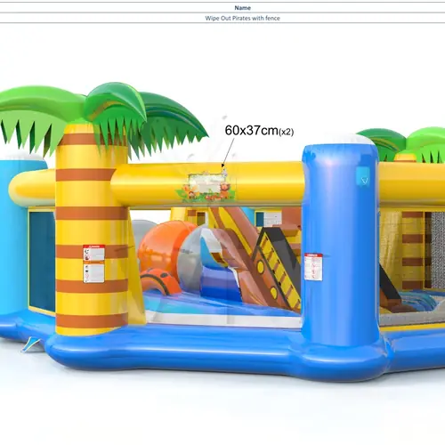 Wipe Out Pirates with fence commercial inflatable wipe-out attraction